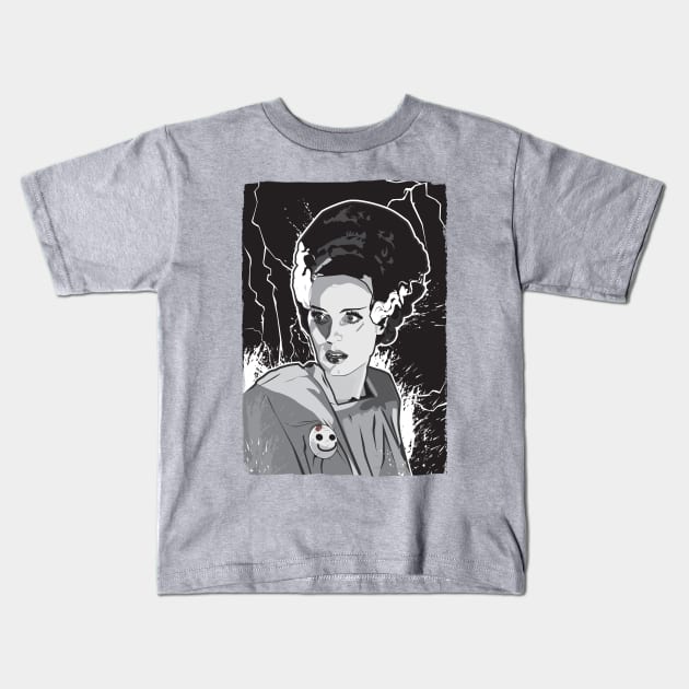 Bride of Frankenstein Kids T-Shirt by mattfontaine